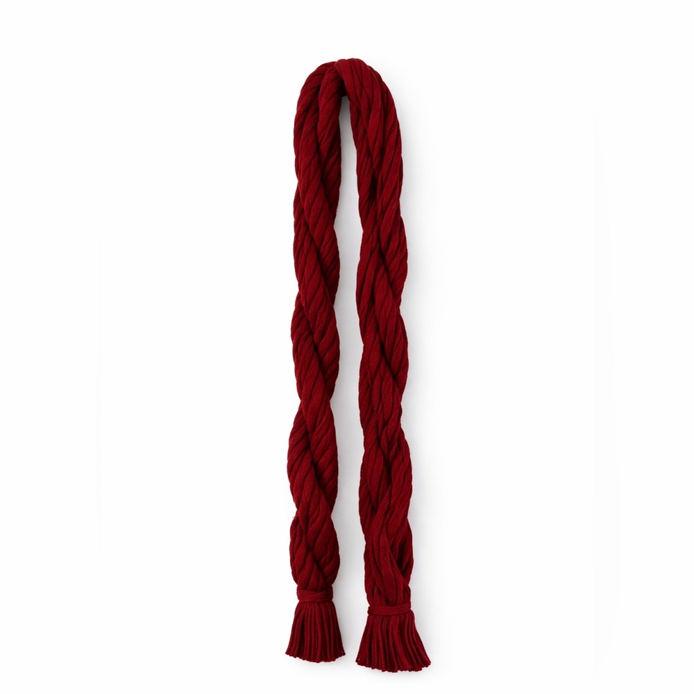 Burberry Red Knit Scarf / Wrap | Wool Blend | Tassel Ends | Luxury Accessory